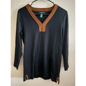 Women's LAUREN Ralph Lauren Long Sleeve Tee M Black Brown